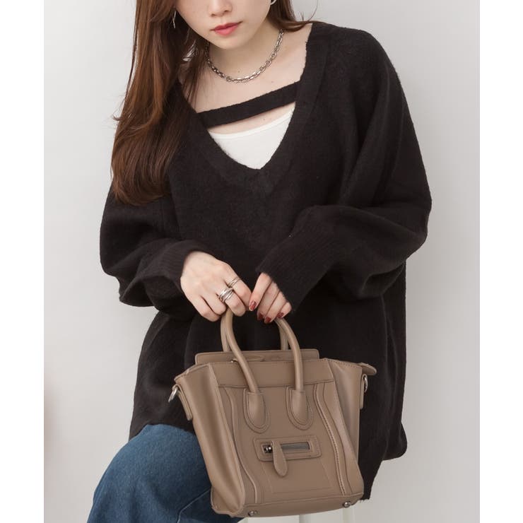 前後2wayオーバーサイズVネックニット | atONE | 詳細画像5 