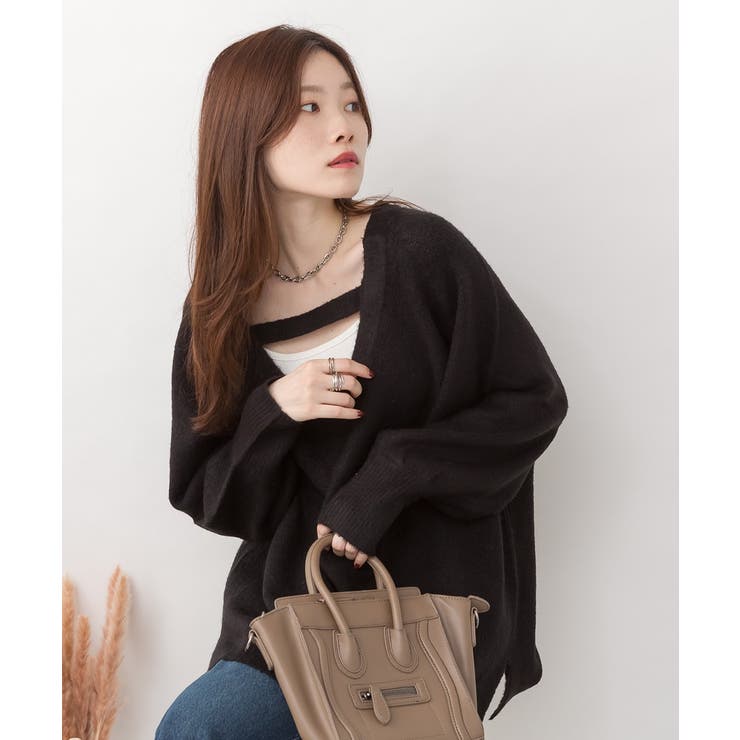 前後2wayオーバーサイズVネックニット | atONE | 詳細画像6 