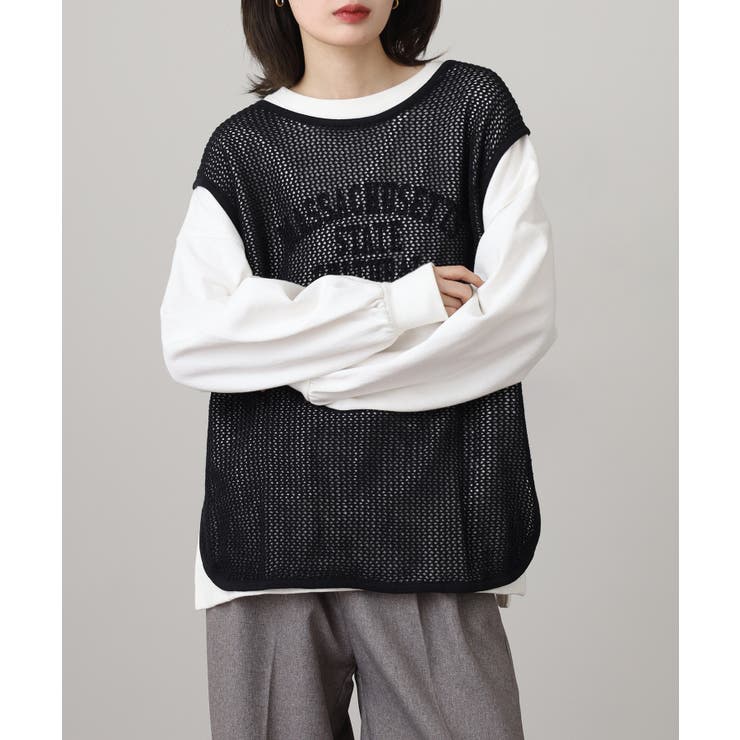 メッシュノースリーブニットトップス | atONE | 詳細画像7 