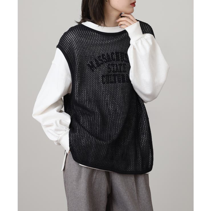 メッシュノースリーブニットトップス | atONE | 詳細画像8 