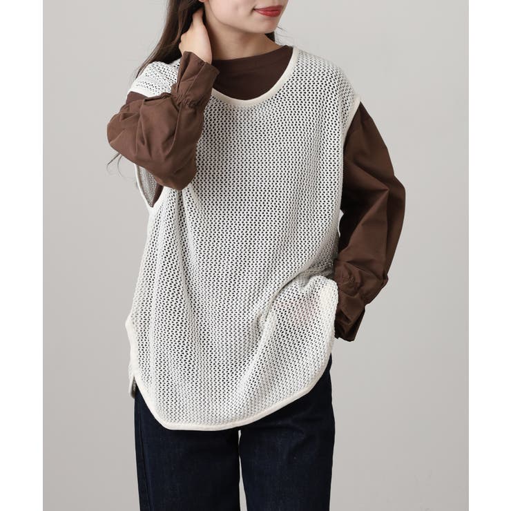 メッシュノースリーブニットトップス | atONE | 詳細画像10 