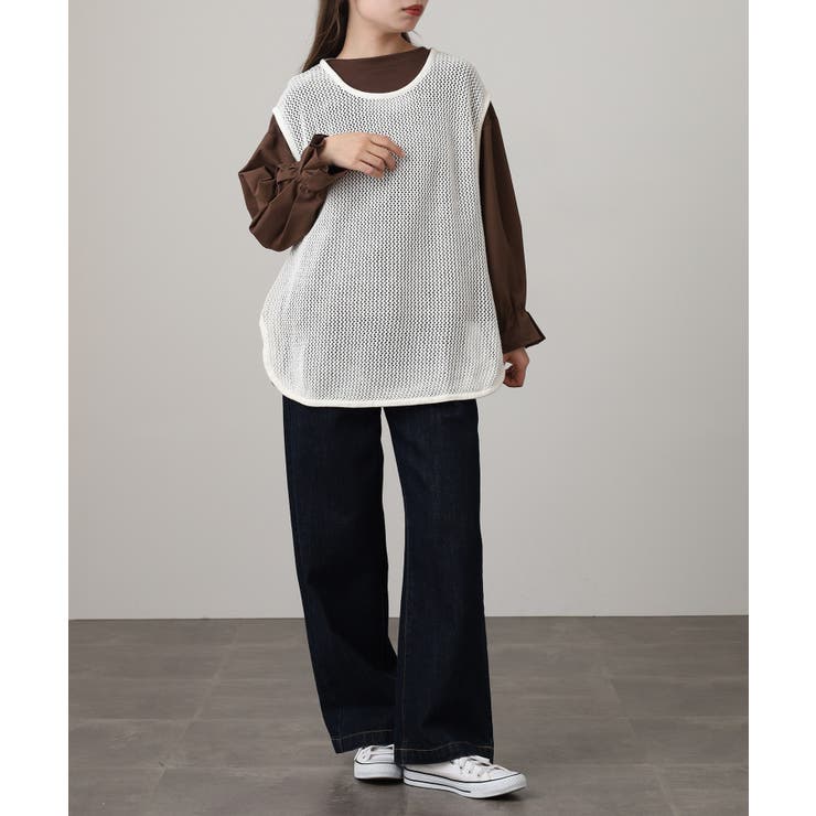 メッシュノースリーブニットトップス | atONE | 詳細画像13 