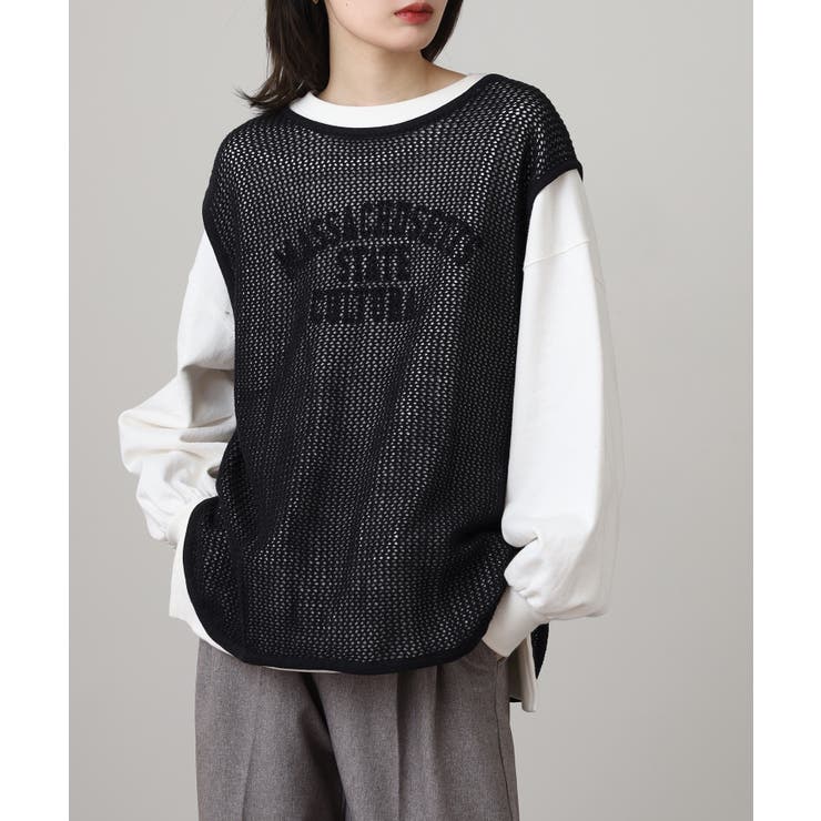 メッシュノースリーブニットトップス | atONE | 詳細画像5 