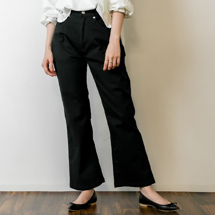 ブラック | セミフレアデニムパンツ | atONE