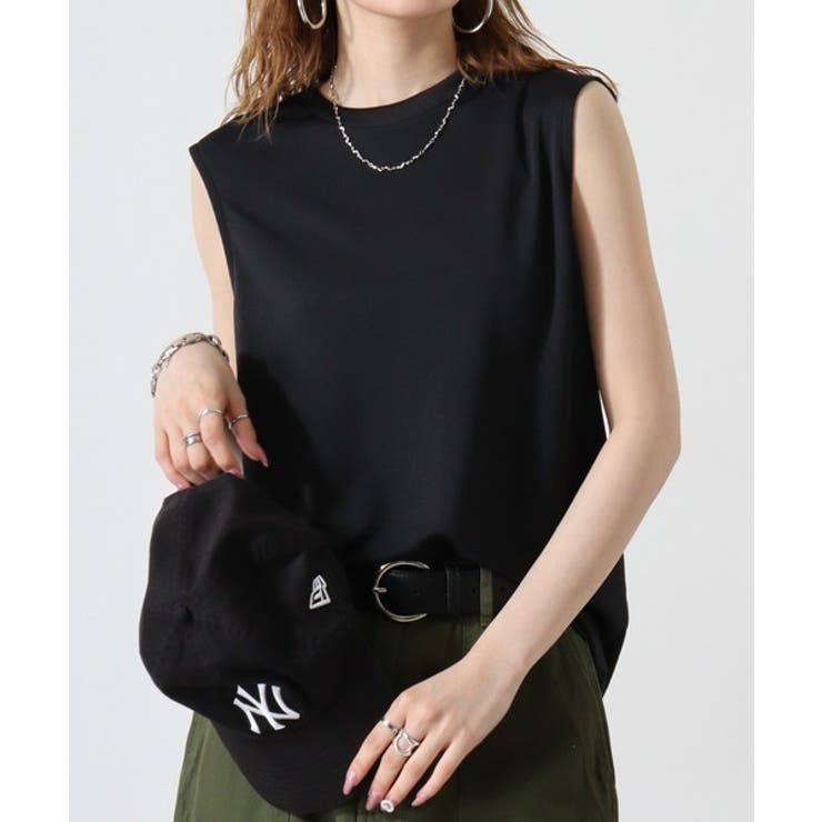 BLACK | ノースリーブTシャツ（ポリジン加工） | atONE