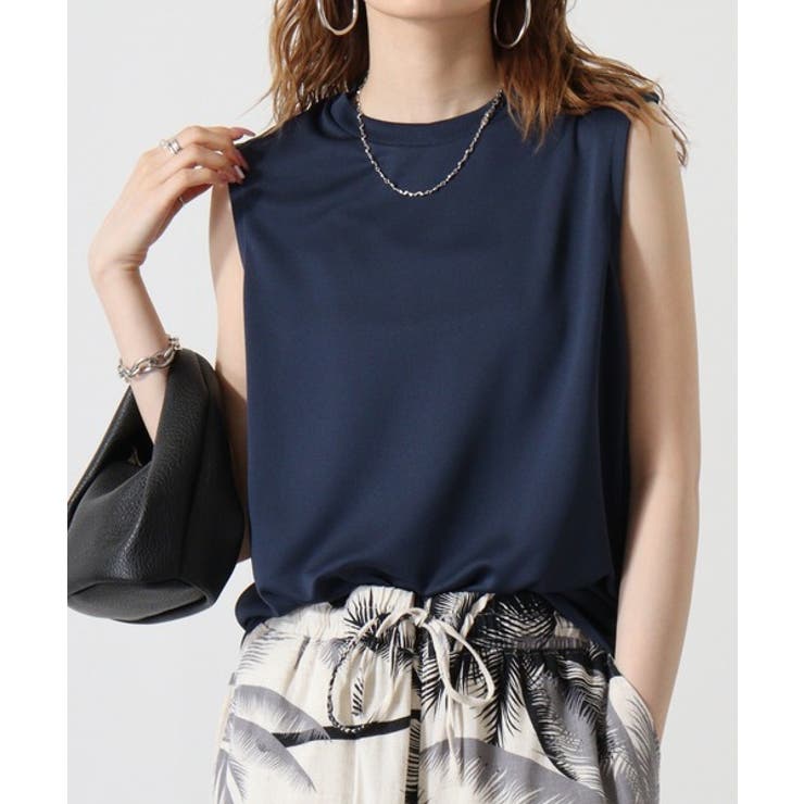NAVY | ノースリーブTシャツ（ポリジン加工） | atONE