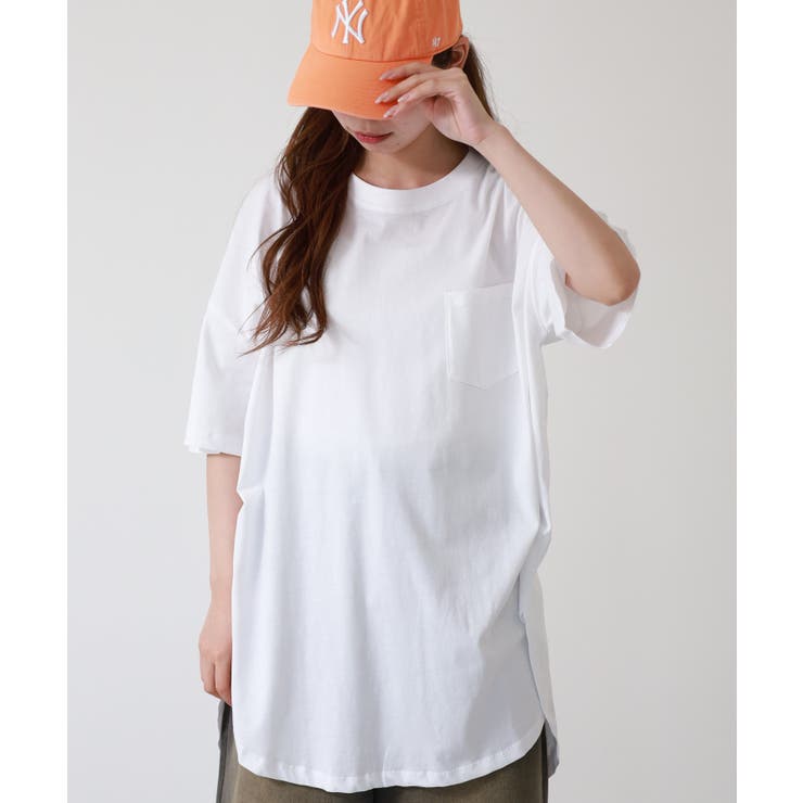 ミニポケット付きオーバーサイズ無地Tシャツ | atONE | 詳細画像2 