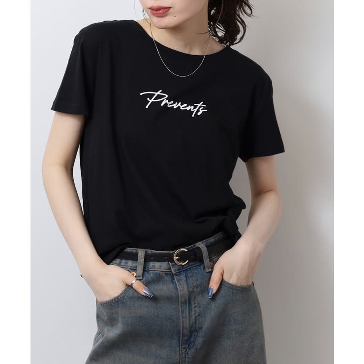 オーバーサイズシルエットショート丈ロゴプリントTシャツ[品番