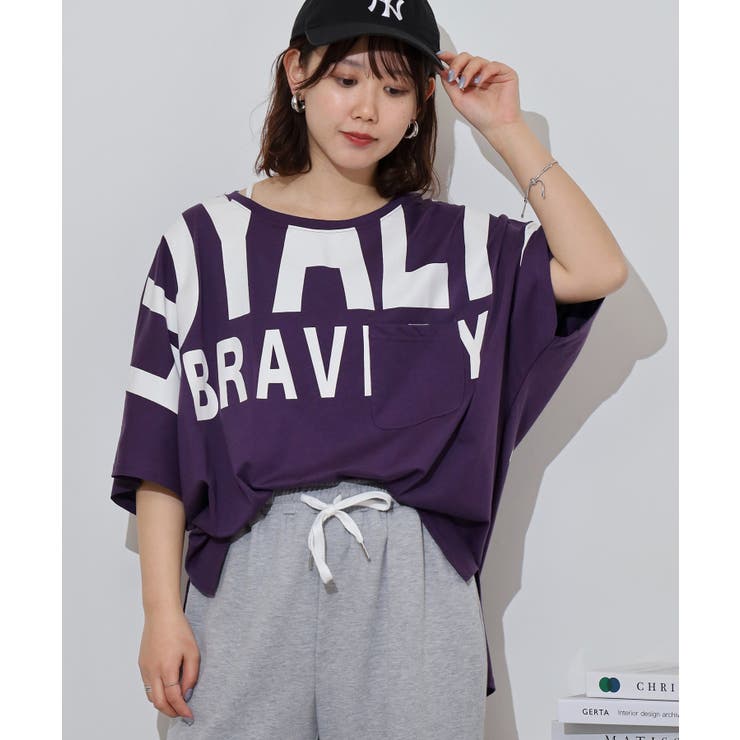 BIGロゴプリントポケット付きドルマンTシャツ | atONE | 詳細画像8 