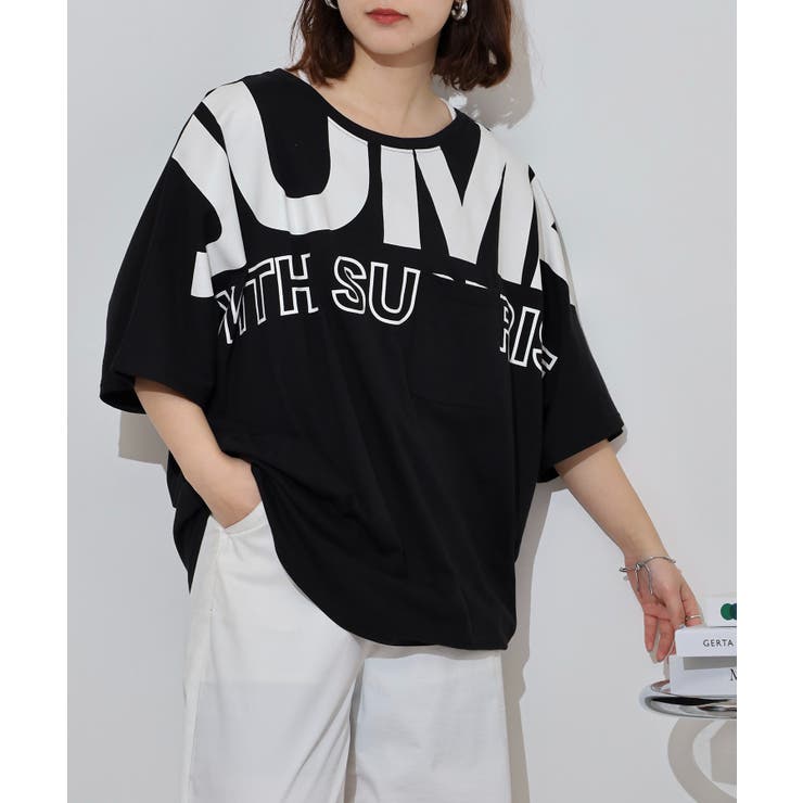 BIGロゴプリントポケット付きドルマンTシャツ | atONE | 詳細画像3 