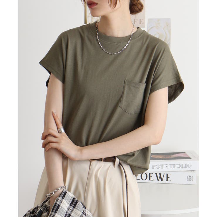 カーキ | オーバーサイズモックネックチュニックTee | atONE