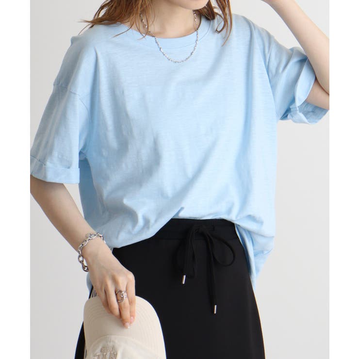 パステルブルー | オーバーサイズUネックTee | atONE