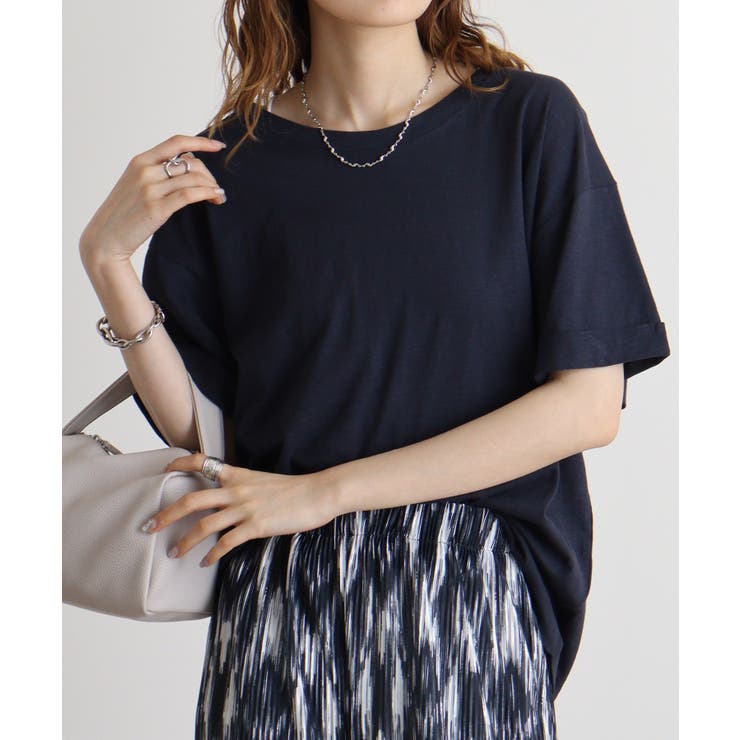 ネイビー | オーバーサイズUネックTee | atONE