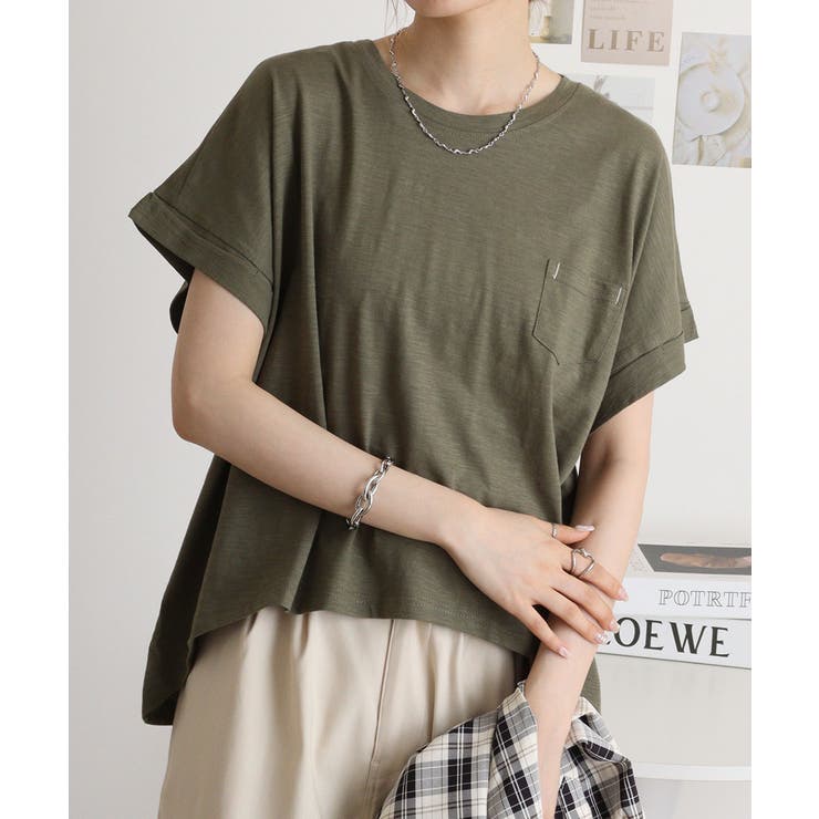 オーバーサイズポケット付きUネックTee | atONE | 詳細画像12 