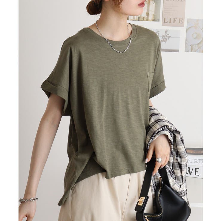 オーバーサイズポケット付きUネックTee | atONE | 詳細画像13 