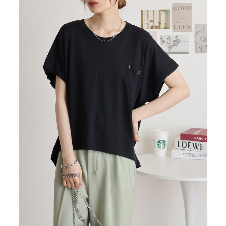 オーバーサイズポケット付きUネックTee | atONE | 詳細画像1 