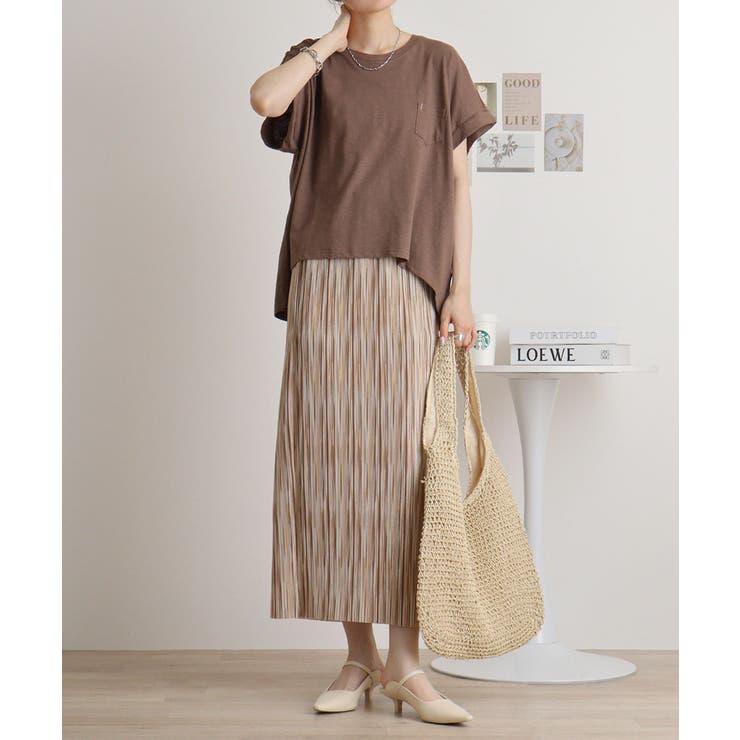 オーバーサイズポケット付きUネックTee | atONE | 詳細画像19 