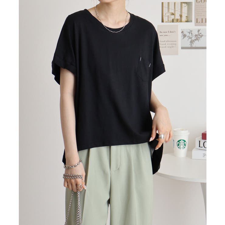 オーバーサイズポケット付きUネックTee | atONE | 詳細画像3 