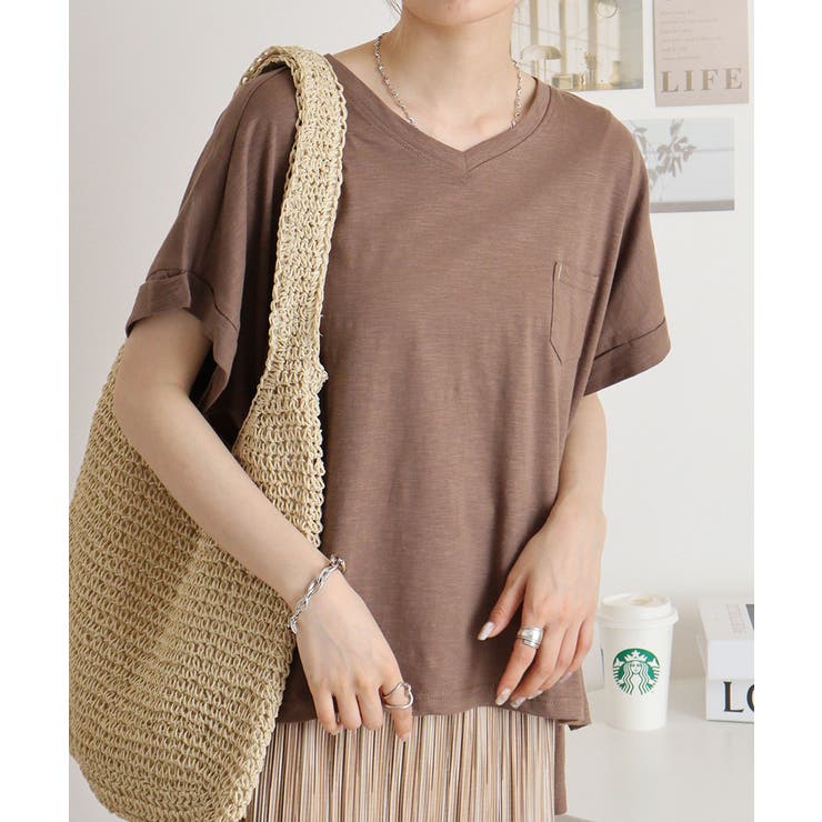 オーバーサイズポケット付きVネックTee | atONE | 詳細画像17 