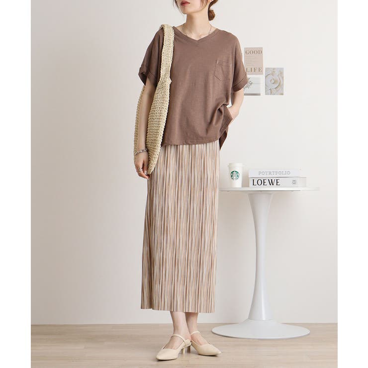 オーバーサイズポケット付きVネックTee | atONE | 詳細画像19 