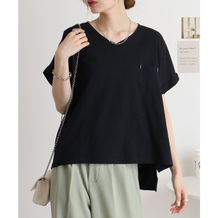 オーバーサイズポケット付きVネックTee | atONE | 詳細画像2 