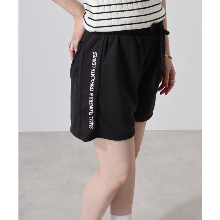 ブラック | ミニ裏毛サイドロゴショートパンツ | atONE