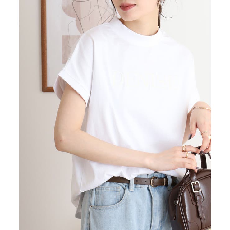 チュニック丈刺繍ロゴモックネックTシャツ | atONE | 詳細画像2 