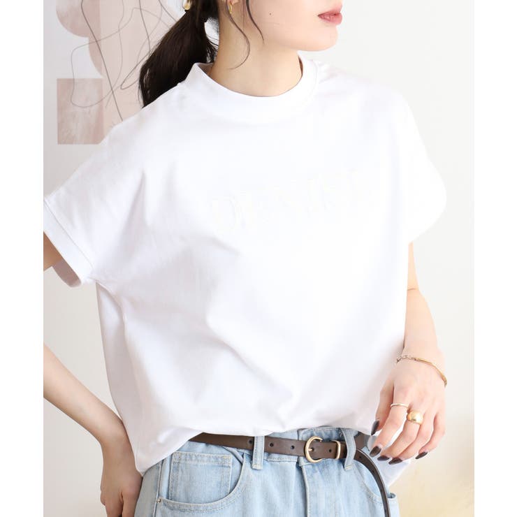 チュニック丈刺繍ロゴモックネックTシャツ | atONE | 詳細画像3 