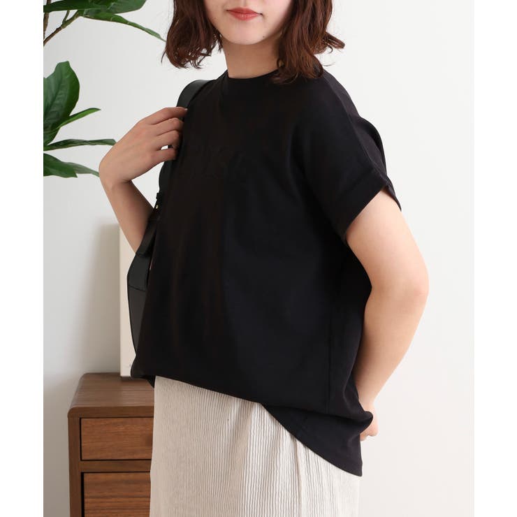 チュニック丈刺繍ロゴモックネックTシャツ | atONE | 詳細画像5 