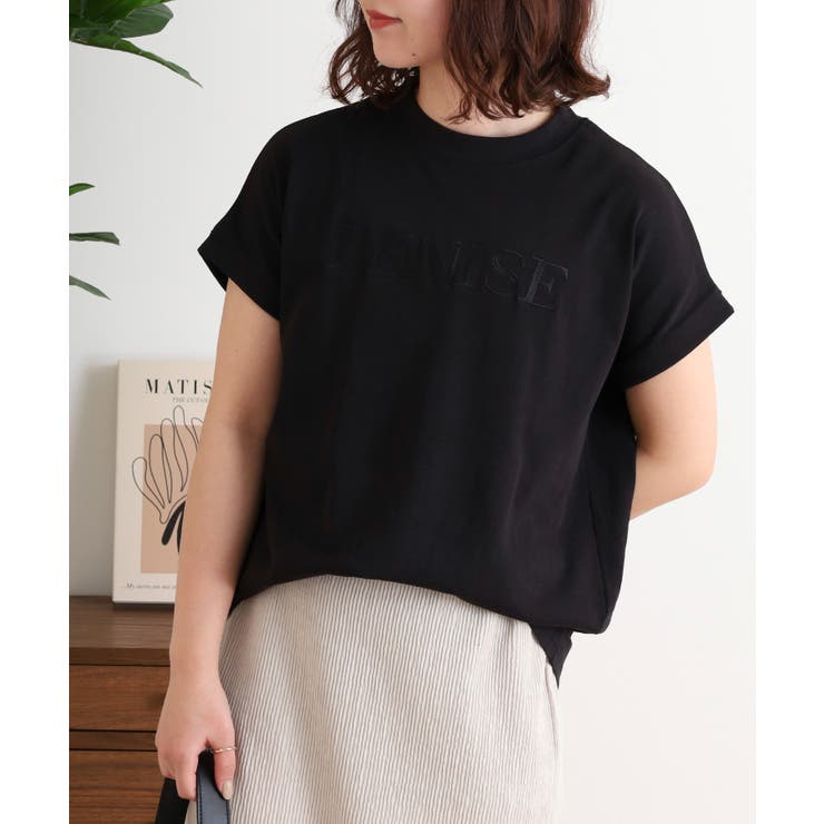 チュニック丈刺繍ロゴモックネックTシャツ | atONE | 詳細画像7 