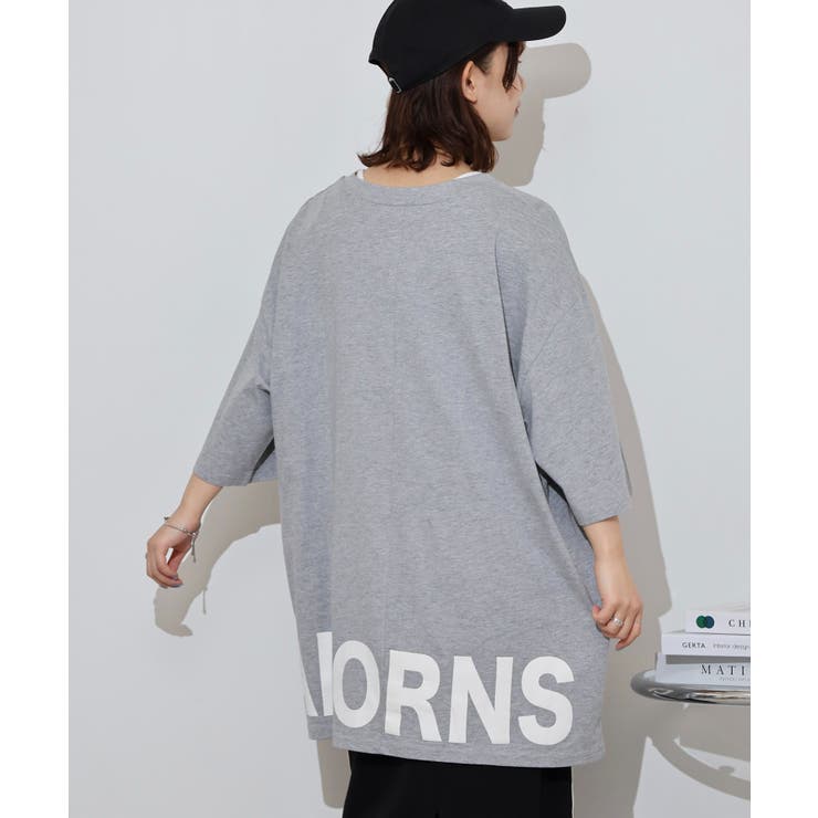 裾前後ロゴプリントウルトラBIGサイズTシャツ | atONE | 詳細画像10 