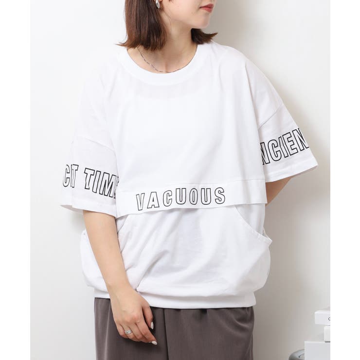 ポケット付きオーバーサイズシルエットロゴプリントTシャツ | atONE | 詳細画像1 