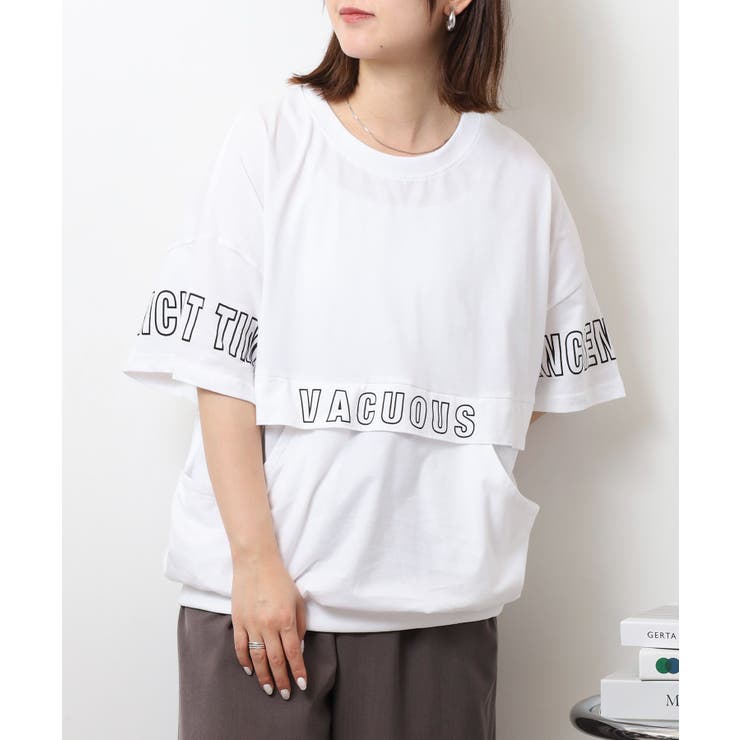 ポケット付きオーバーサイズシルエットロゴプリントTシャツ | atONE | 詳細画像2 