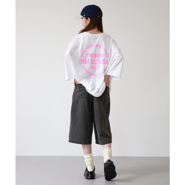 ロゴ刺繍バックロゴプリントオーバーサイズTシャツ | atONE | 詳細画像14 