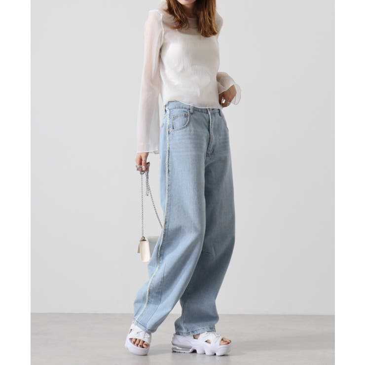 デニムサイドフリンジカーブパンツ | atONE | 詳細画像14 