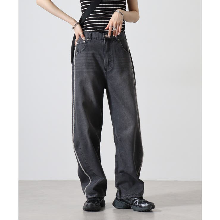 デニムサイドフリンジカーブパンツ | atONE | 詳細画像1 