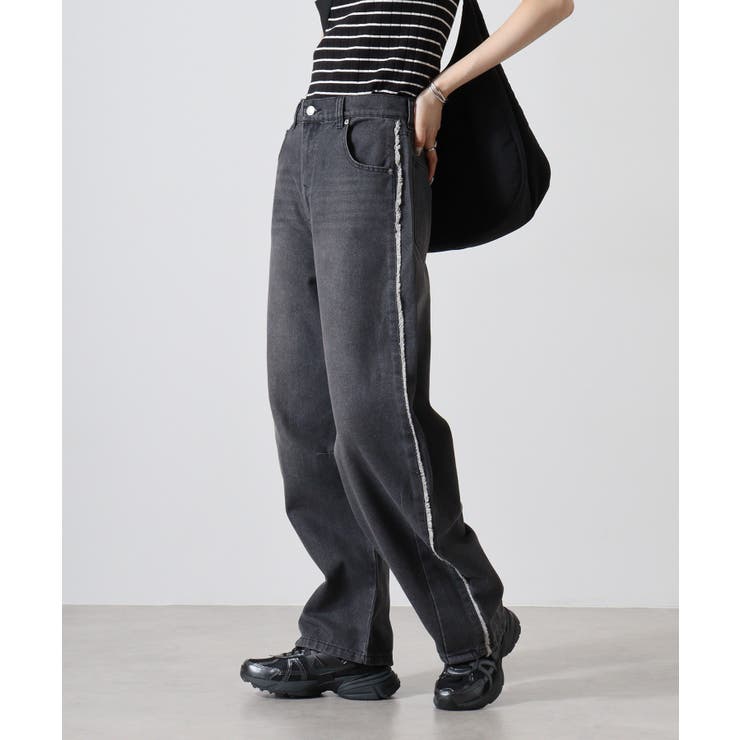 デニムサイドフリンジカーブパンツ | atONE | 詳細画像2 