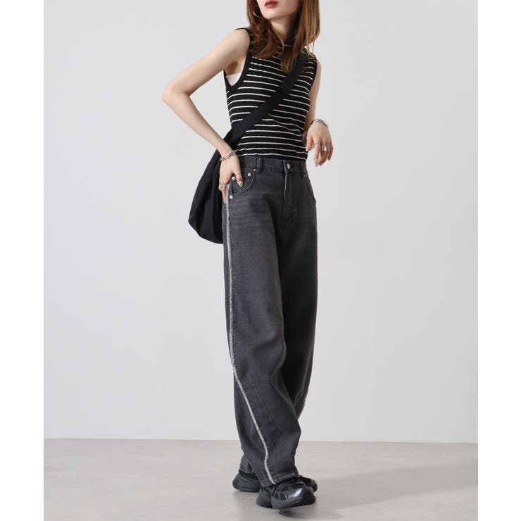 デニムサイドフリンジカーブパンツ | atONE | 詳細画像4 