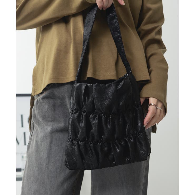 ブラック | きらきらラメシャーリングミニトートバッグ | atONE