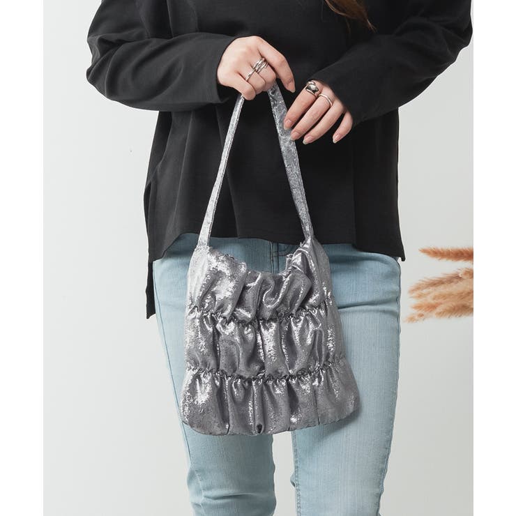 グレー | きらきらラメシャーリングミニトートバッグ | atONE
