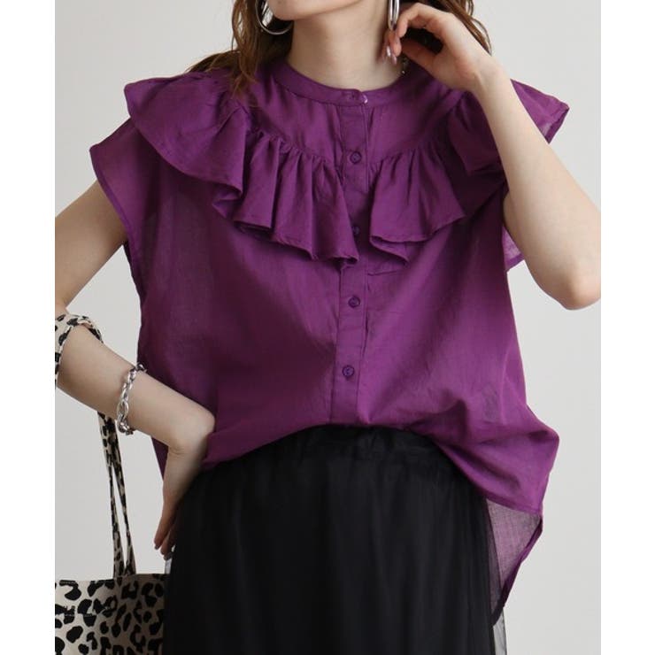 PURPLE | フリルブラウス | atONE