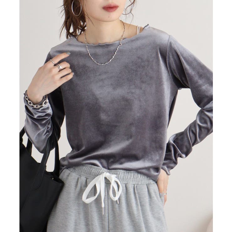 カットベロアメロークルーネックロンT | atONE | 詳細画像9 