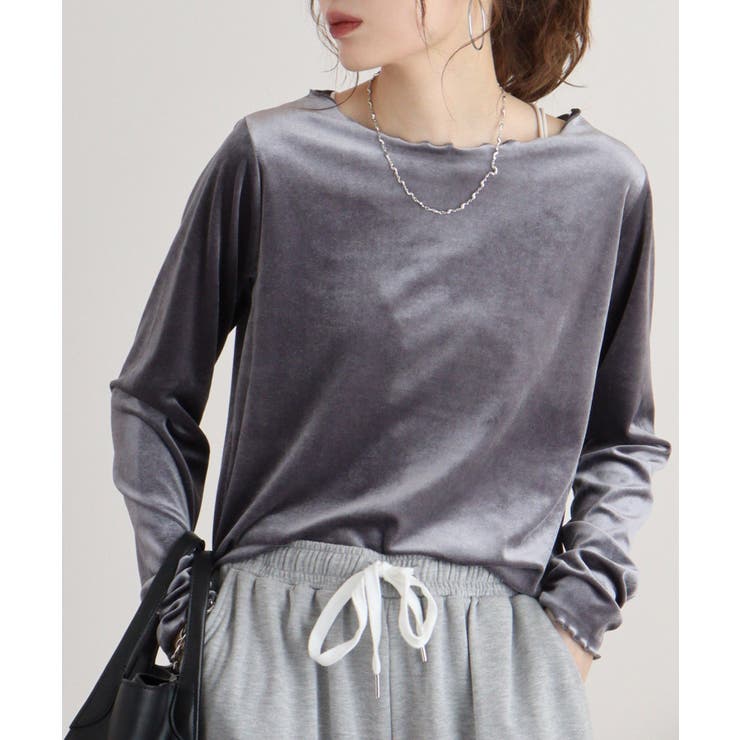 カットベロアメロークルーネックロンT | atONE | 詳細画像10 