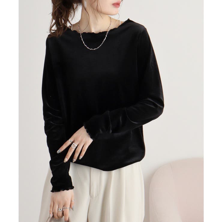 カットベロアメロークルーネックロンT | atONE | 詳細画像14 