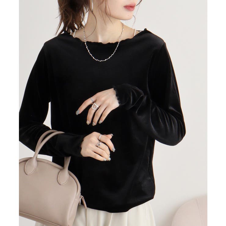 カットベロアメロークルーネックロンT | atONE | 詳細画像15 