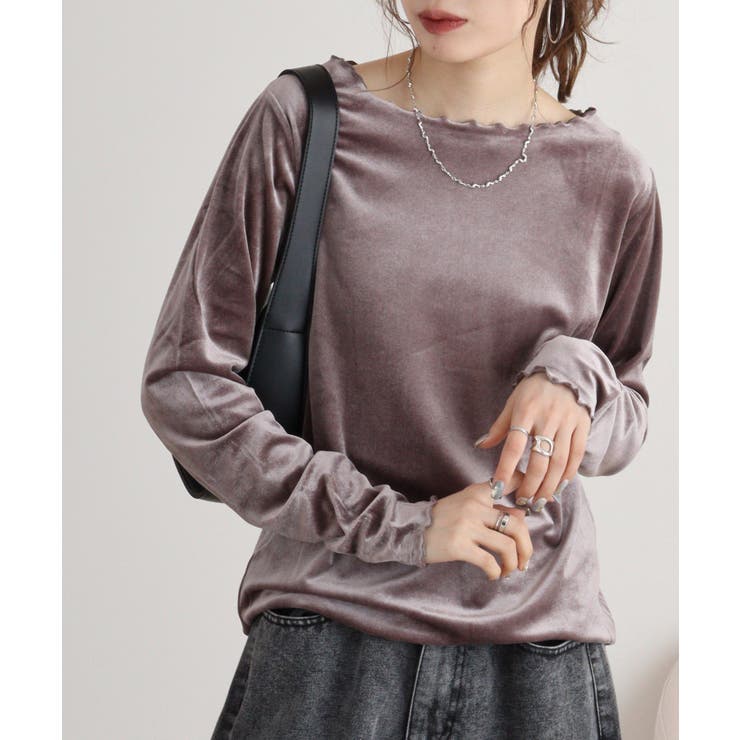 モカ | カットベロアメロークルーネックロンT | atONE