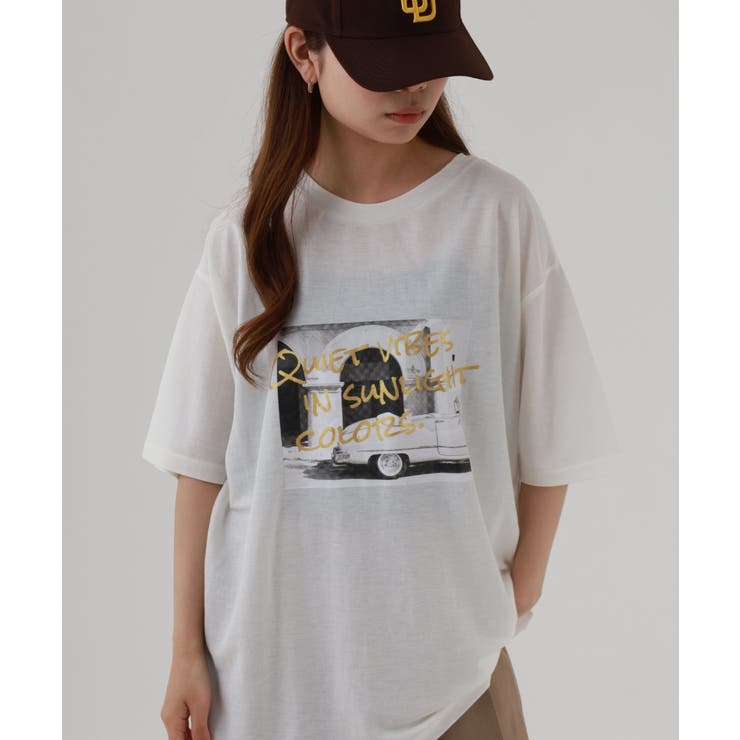 接触冷感 箔×ヴィンテージカーフォトプリント カノコ Tシャツ | atONE | 詳細画像9 