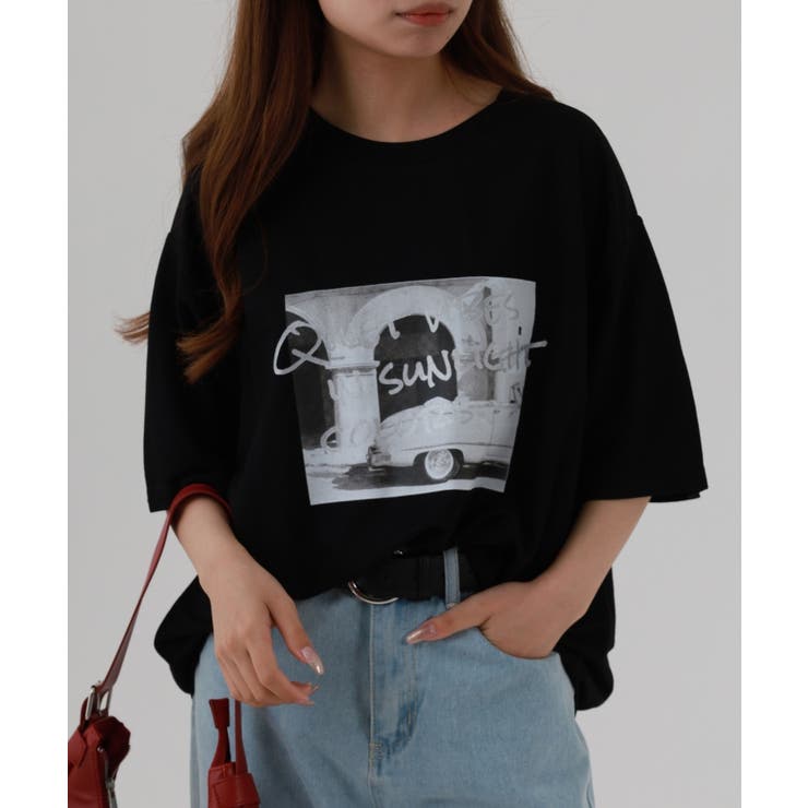 接触冷感 箔×ヴィンテージカーフォトプリント カノコ Tシャツ | atONE | 詳細画像2 