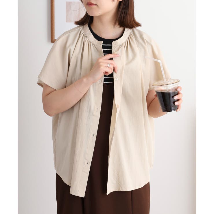 RNクールタッチ接触冷感フレアギャザーブラウス | atONE | 詳細画像11 