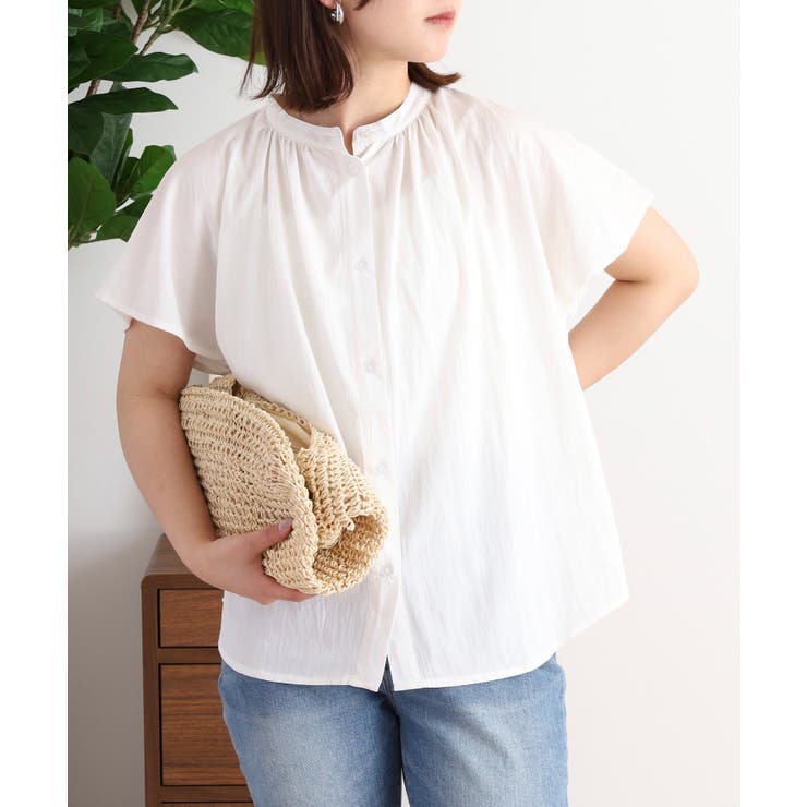 RNクールタッチ接触冷感フレアギャザーブラウス | atONE | 詳細画像1 